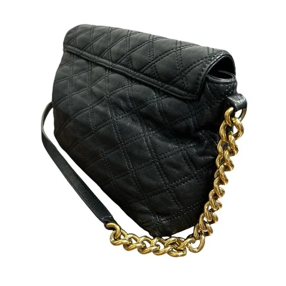 Marc Jacobs Black Quilted Shoulder Bag with Gold Chain